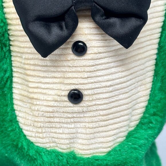 Vintage Dakin Green Frog Hand Puppet With Tuxedo Bow Tie 12 Inch 1985 80s Toy - Picture 7 of 10